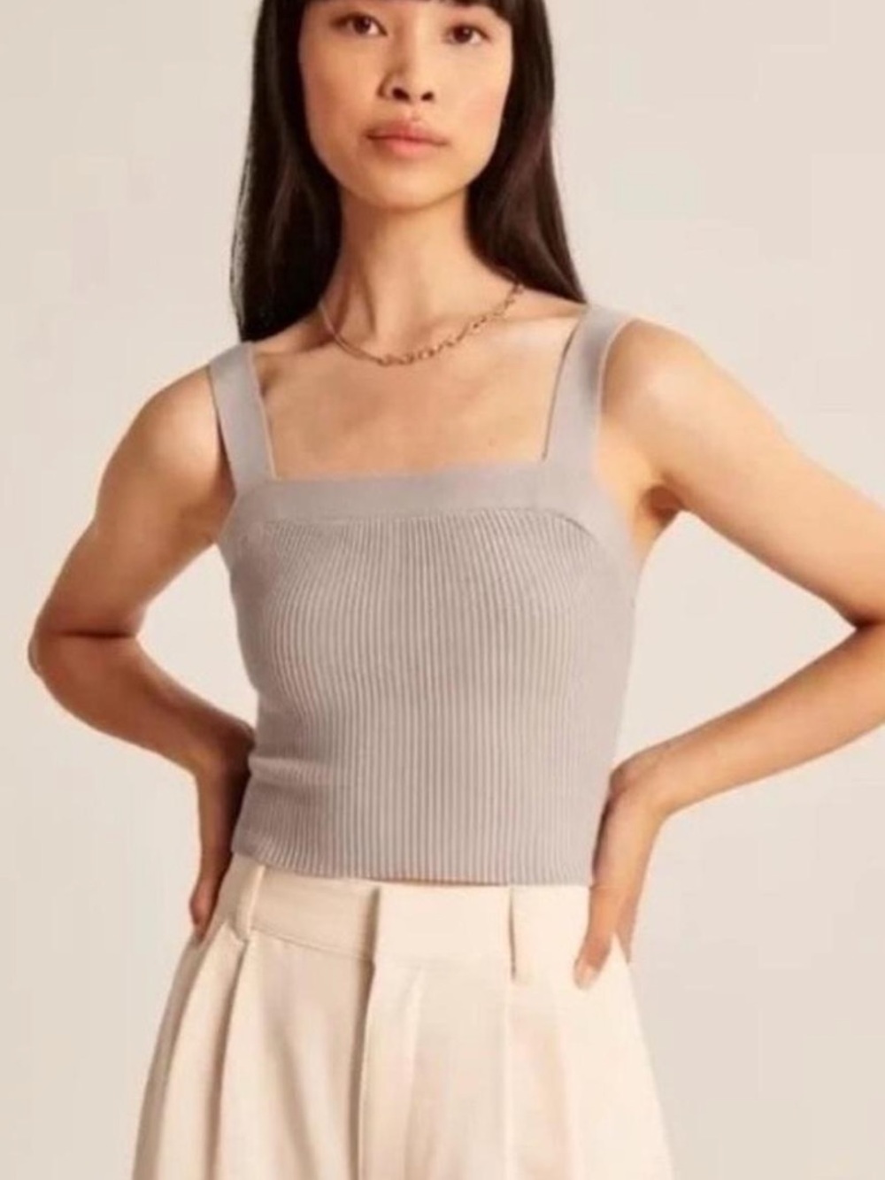 Abercrombie & fitch Squareneck ottoman top beige XL